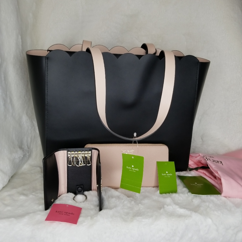 kate spade 3.PCS SET LARGE BAG WALLET KEYCHAIN - Picture 10 of 12